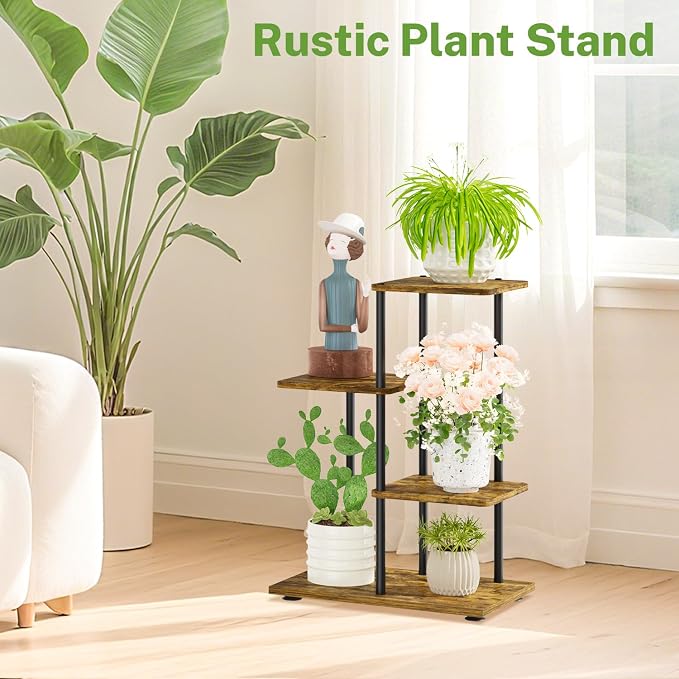 iDavosic.ly 3 Tier Plant Stand Indoor, Tiered Corner Metal Wood Multiple Flower - Image 7