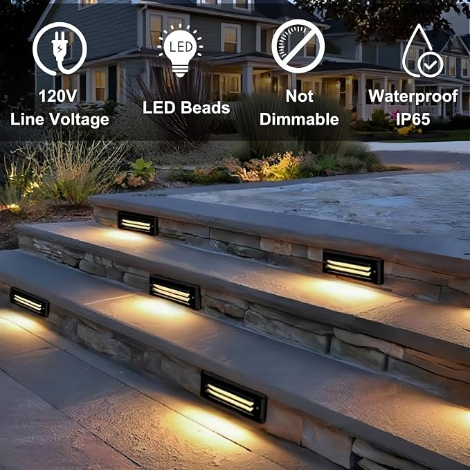ZONK LED Outdoor Indoor Stair Lights, 6W 120V Landscape Pathway Step Lights - Image 3