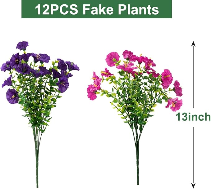 Artificial Flowers for Outdoors, UV Resistant Fake Silk Morning Glory, - Image 4