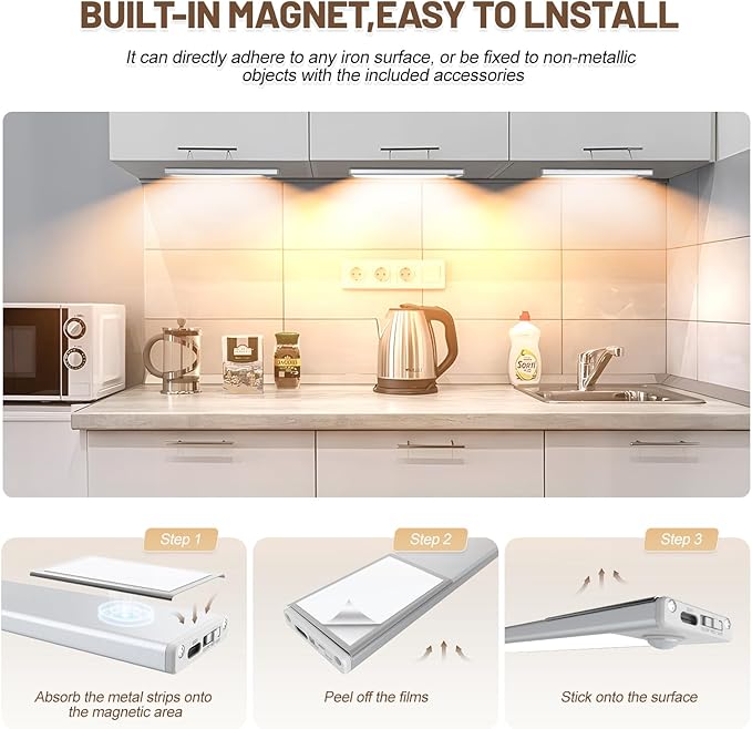 6 Pack Under Cabinet Lights Wireless, 50 LED Motion Sensor Light Indoor - Image 6