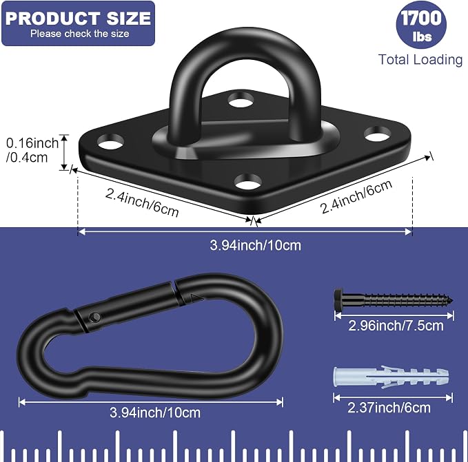Hammock Hooks 4 Pack, Heavy Duty Hammock Hanging Kit, M10 304 Stainless Steel - Image 2