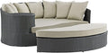Modway EEI-1982-CHC-BEI Sojourn Wicker Rattan Outdoor Patio Sunbrella Fabric by Modway
