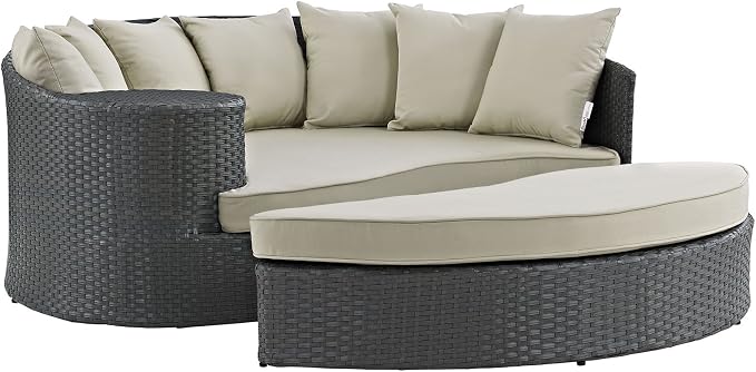 Modway EEI-1982-CHC-BEI Sojourn Wicker Rattan Outdoor Patio Sunbrella Fabric by Modway
