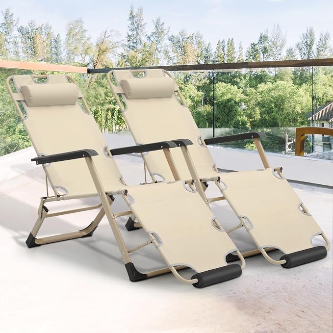 Magshion Folding Patio Chairs Set of 2, Outdoor Lounge Chair - Image 4