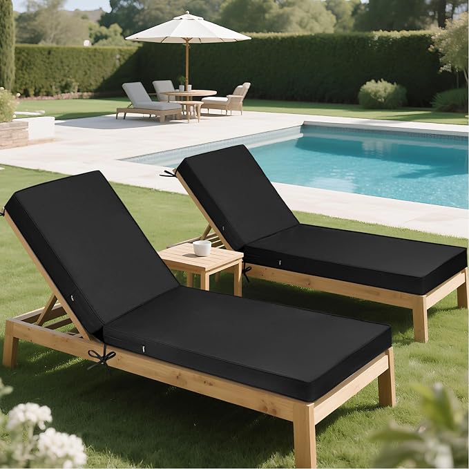Lounge Chair Cushion Waterproof Chaise Lounge Cushions 72x21x3 Inch Non-Slip - Image 7