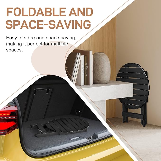 Outvita Wood Folding Side Table, Portable & Lightweight Compact Wooden Side - Image 7