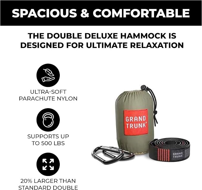 GRAND TRUNK TrunkTech Double Hammock | Ultra-Strong & Lightweight | 11 ft - Image 7