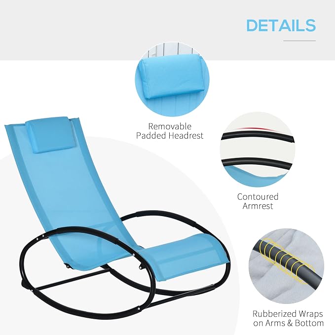 Outsunny Pool Lounger, Outdoor Rocking Lounge Chair - Image 5