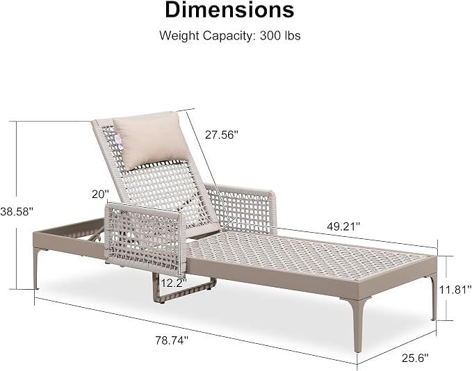 PURPLE LEAF 4 Pieces Outdoor Chaise Lounge Set Rattan Wicker Lounger - Image 9