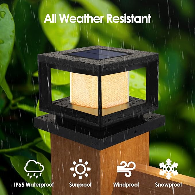 Mlambert 4 Pack Solar Post Lights Outdoor, Waterproof Fence Cap - Image 3