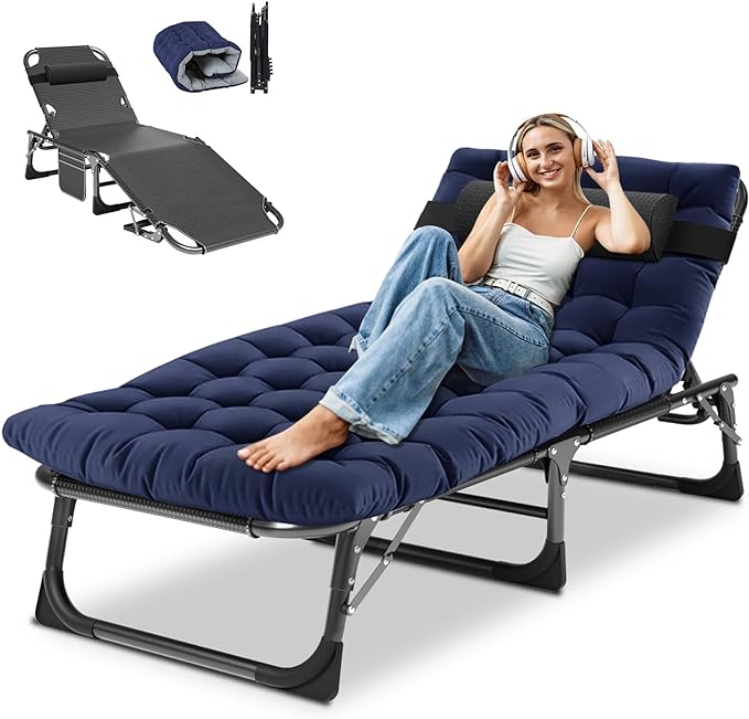 DoCred Heavy Duty Chaise Lounge Chair, Adjustable 5-Position Folding Chaise by DoCred