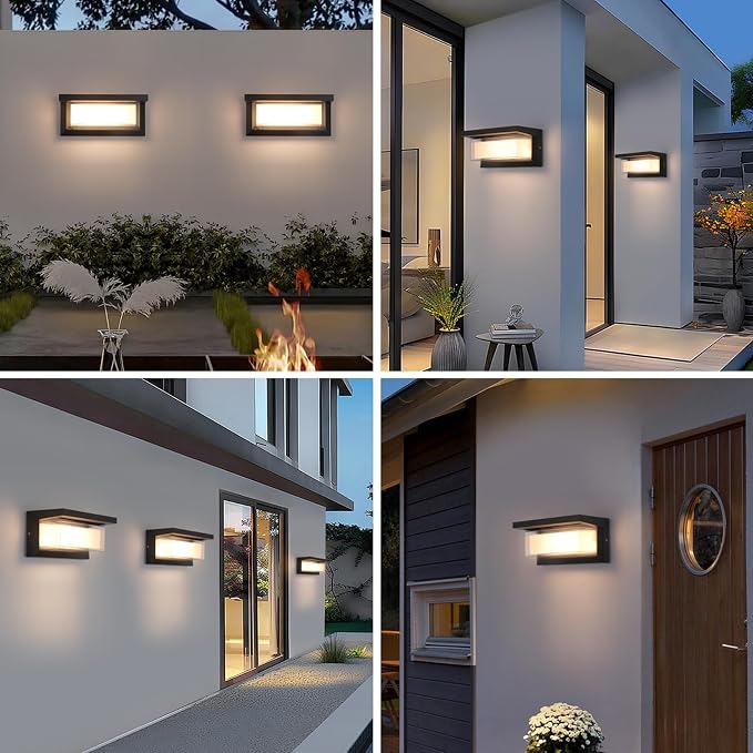 4 Pack 24W LED Outdoor Wall Lights Exterior/Interior Adjustable 3-Color Sconces - Image 2