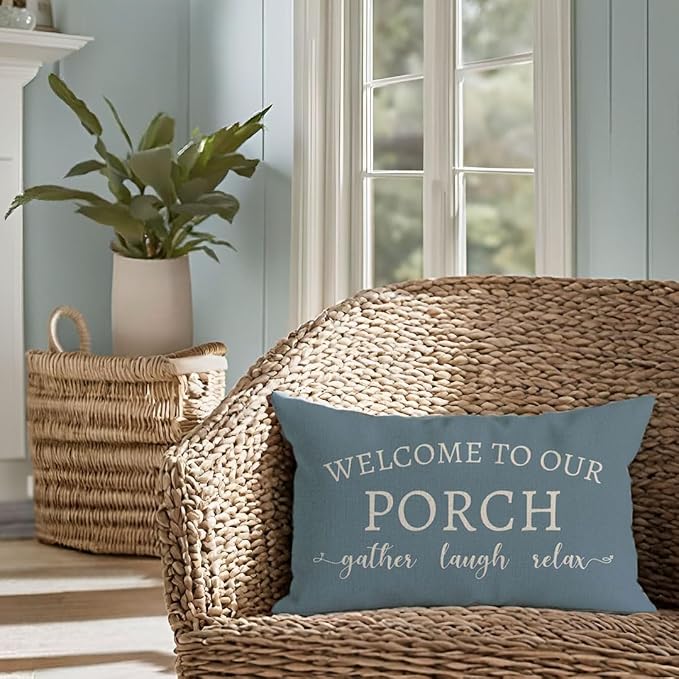 PANDICORN Welcome to Our Porch Stay Awhile Outdoor Farmhouse Lumbar Decorative - Image 8