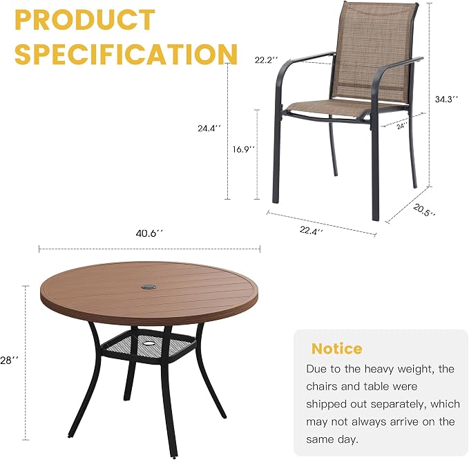 VICLLAX 5 Pieces Patio Dining Set - Image 7