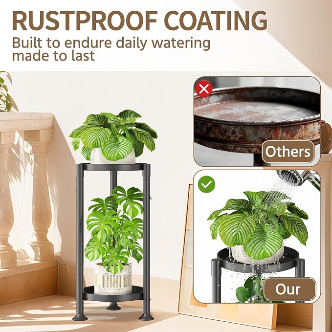 LASZOLA 2 Tier Black Corner Plant Stand Indoor - Image 6