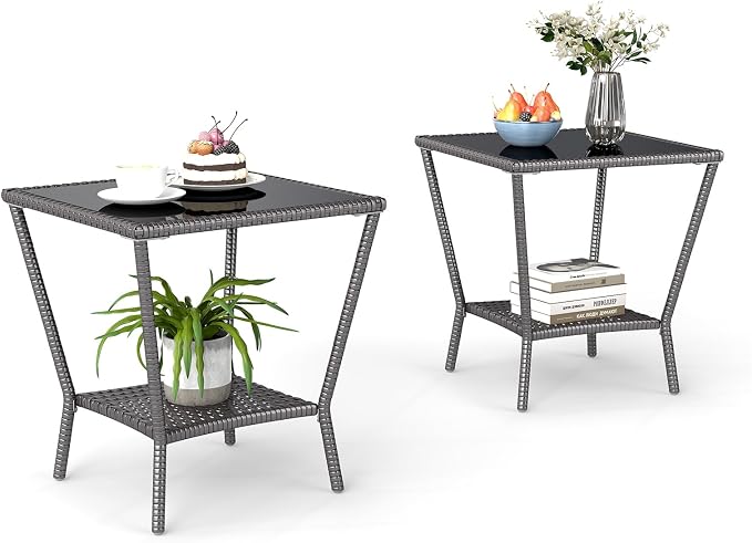 Kinfant Rattan Patio Side Table by Kinfant