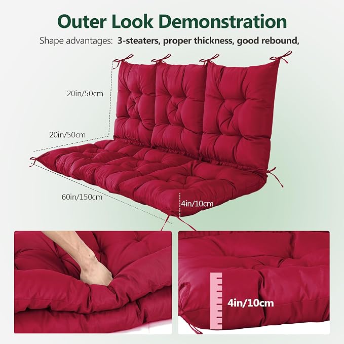 3 Seater Porch Swing Cushion, Thick Cushion - Image 3