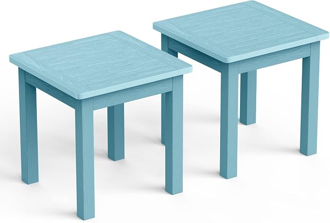 YEFU Outdoor Side Tables Set of 2, Look Like Real Wood Adirondack Table by YEFU