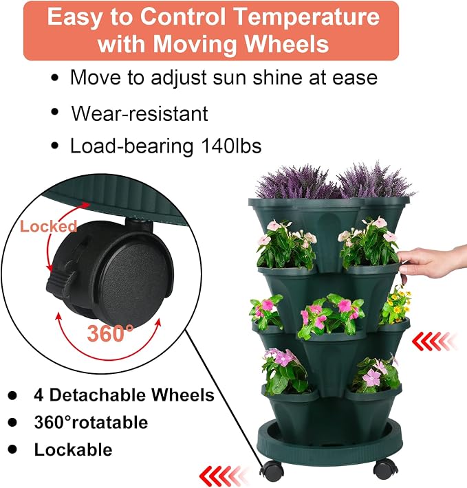DUNCHATY Stackable Planter, Vertical Garden Planter - Image 5