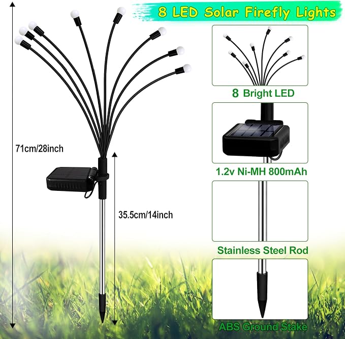 Kohlrabi Solar St Patricks Day Lights Outdoor, 10 Pack 80 LED Green Firefly - Image 2