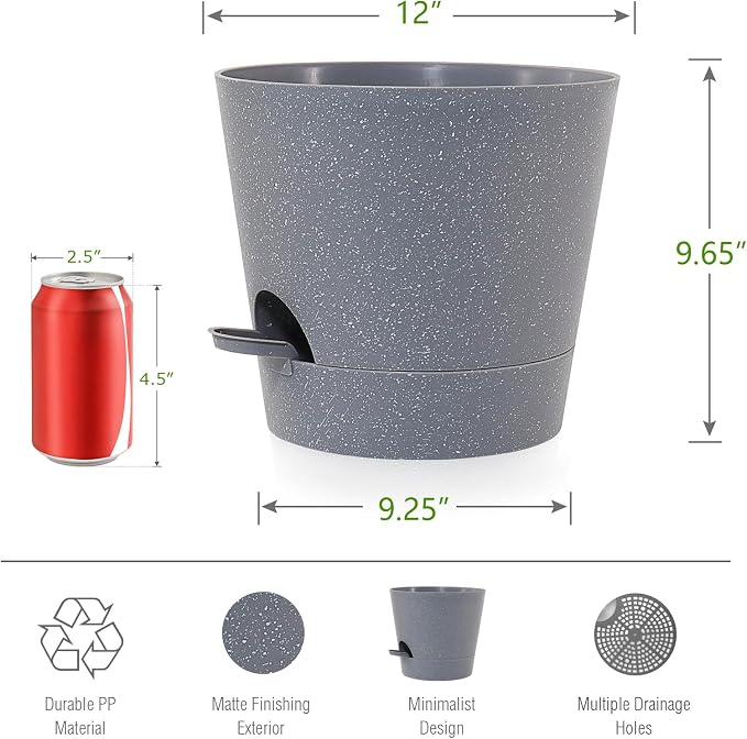 Self Watering Pots for Indoor Plants, 12 inch Planters - Image 2