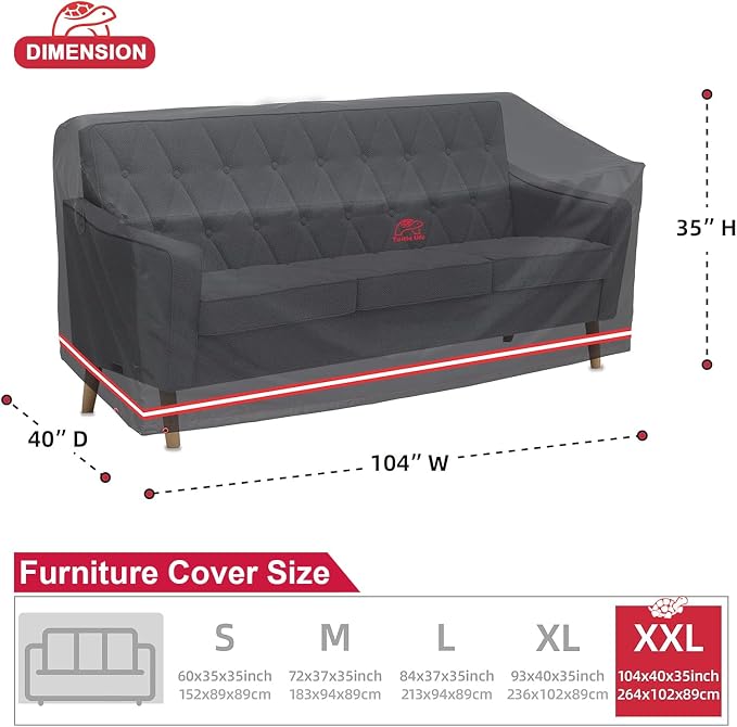 Turtle Life Patio Sofa Cover, Outdoor Heavy Duty Durable UV Water Resistant - Image 2
