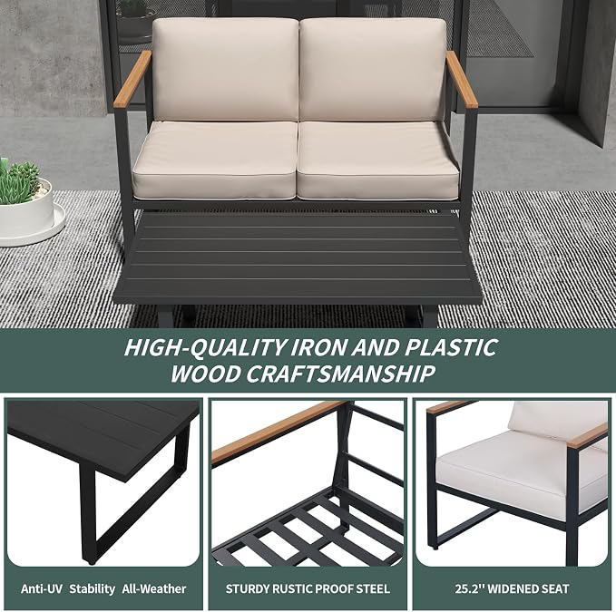 GarveeLife 4 Piece Metal Outdoor Conversation Set - Image 7