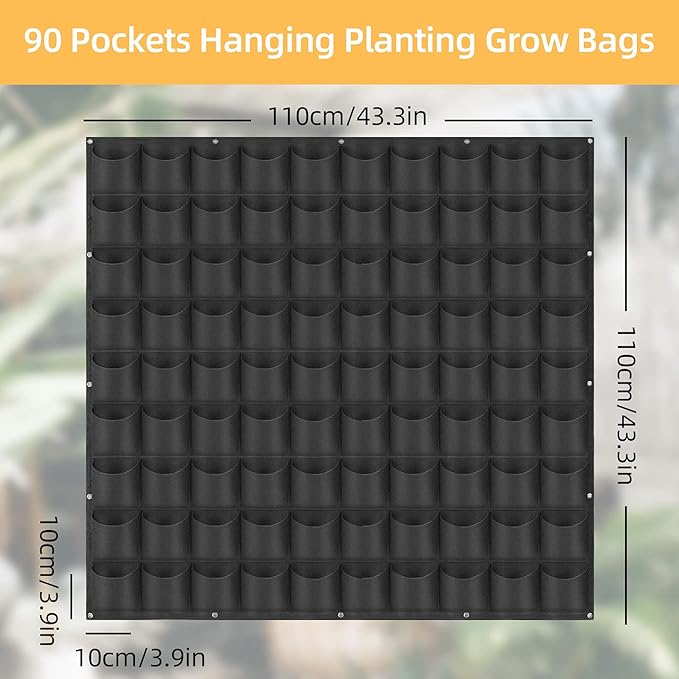 Hanging Planting Grow Bags, 90 Pockets Wall Planter Wall Mounted Grow Bag - Image 2