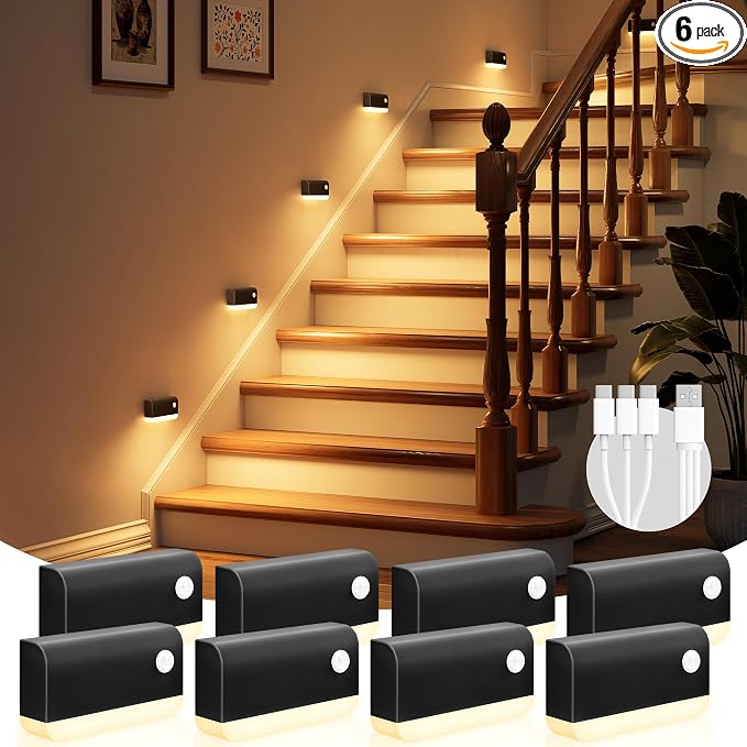 VOLISUN Motion Sensor Night Light Indoor Rechargeable 6 Pack, Stair Lights by VOLISUN