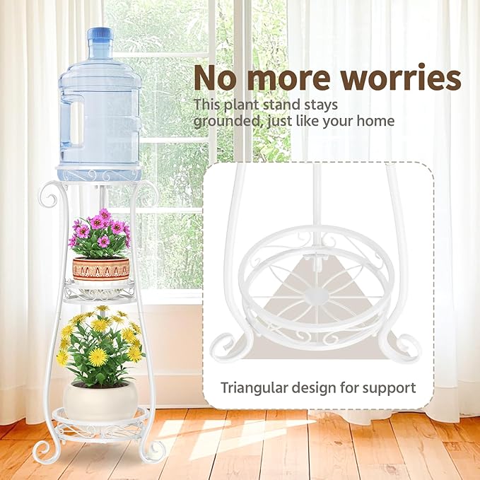 LASZOLA 3 Tier White Metal Plant Stand - Image 3