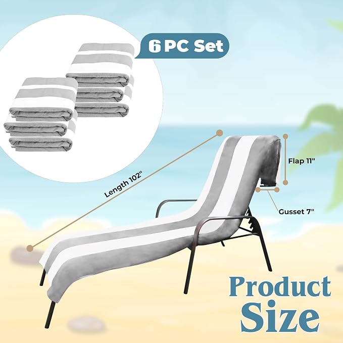 Superior Cabana Cotton Lounge Chair Cover, Outdoor Towel/Chaise Furniture Covers - Image 5