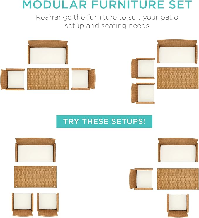 Best Choice Products 4-Piece Outdoor Wicker Patio Conversation Furniture Set - Image 2
