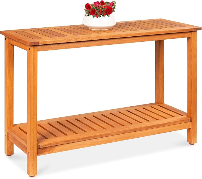 Best Choice Products 48in 2-Shelf Eucalyptus Wooden Console Table Indoor by BestChoiceProducts
