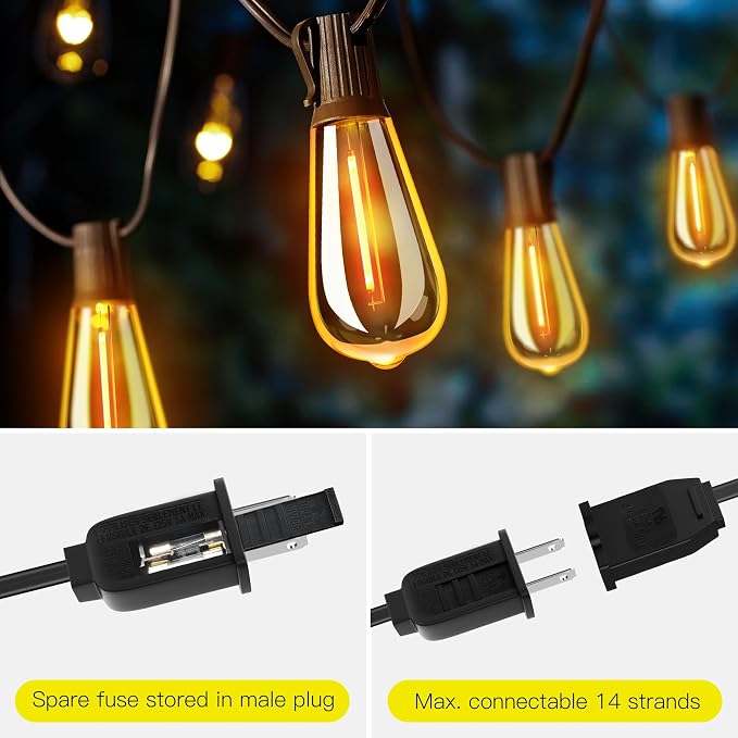 OHLUX Outdoor Light String, 30FT Dimmable Outdoor String Lights - Image 4