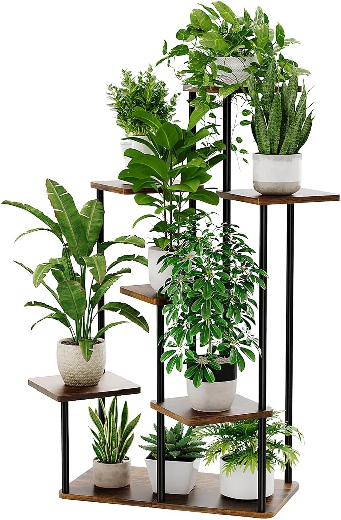 Bamworld Large Plant Stand Indoor 7 Tier Tall Metal Plant Shelf by Bamworld
