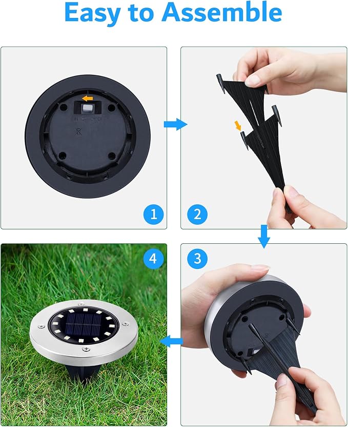 Biling Solar Ground Lights Outdoor 8 Packs, 12 LEDs Bright Flat Solar Lights - Image 7