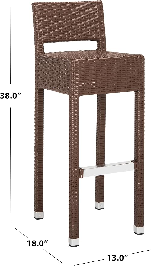 SAFAVIEH FOX5212A Collection Landry Black Indoor/Outdoor Bar Stool - Image 3