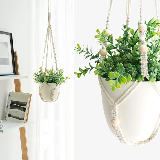 Mkono 3 Pack Macrame Plant Hangers Indoor Different Size Hanging Planter Basket - Image 4