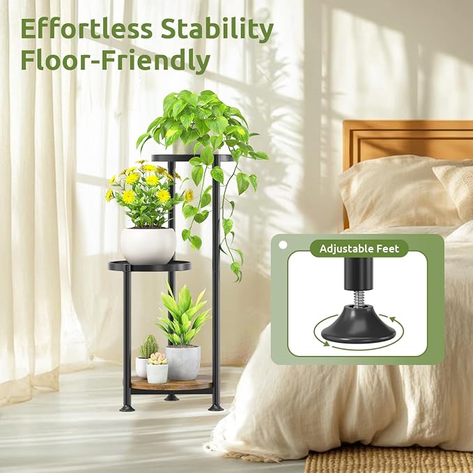 3 Tier Plant Stand Indoor Outdoor, 10in Wide Metal Tiered Tall Flower Pot - Image 6