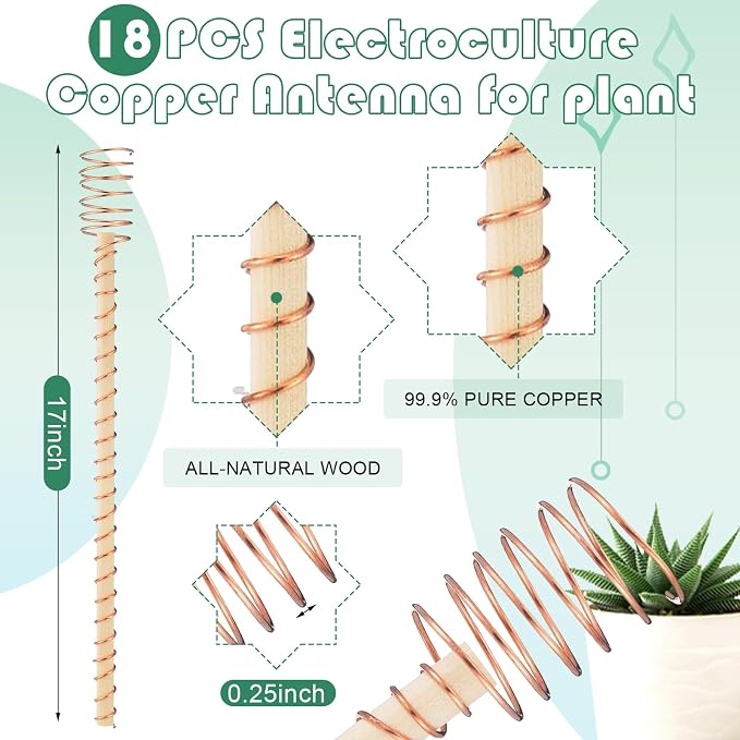 18 Pcs Electroculture Plant Stakes 17 Inches Long Copper Garden Stakes - Image 2
