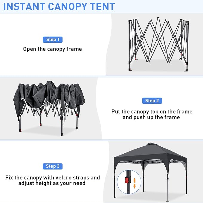Pop Up Canopy, 10x10 FT Instant Outdoor Canopy Tent - Image 4