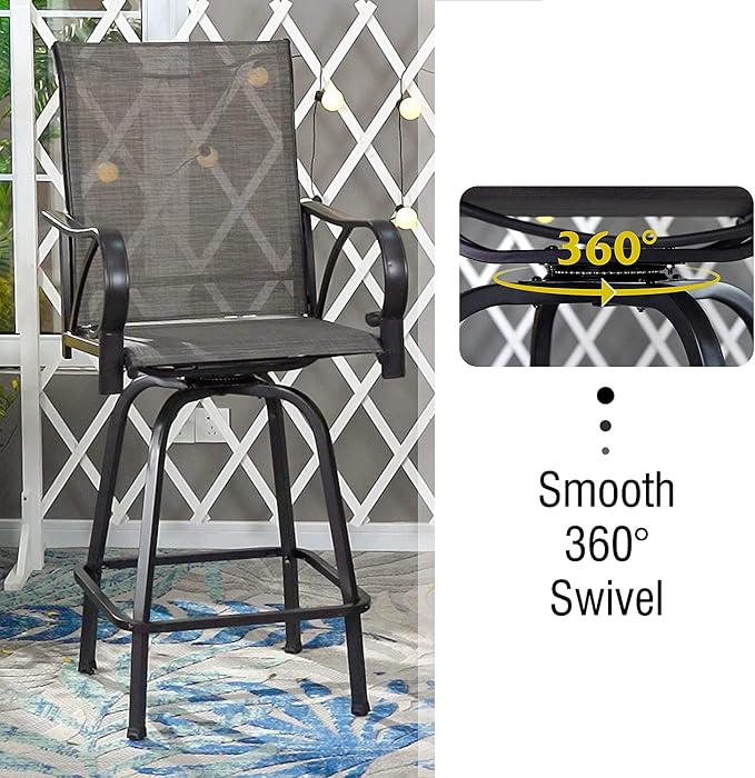 MFSTUDIO Outdoor Bar Stools Set of 6, Swivel Bar Height Patio Chairs Outdoor - Image 4