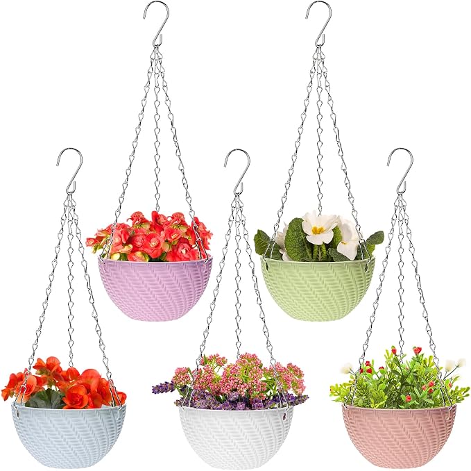 Foraineam 10 Pack Mini Hanging Planters Garden Self-Watering Flower Plant Pot - Image 2