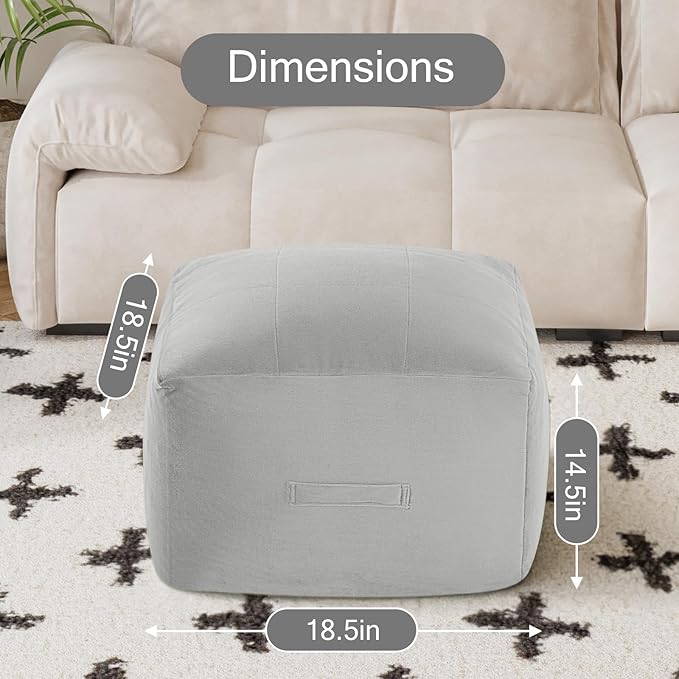 MeMoreCool Square Stuffed Pouf Ottoman Foot Rest, Floor Pouf Foot Stool - Image 2