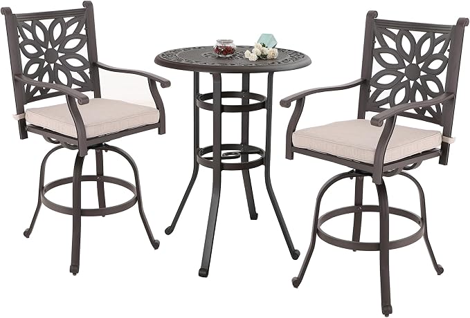 Sophia & William Cast Aluminium Patio Bar Height Table Round - Image 6