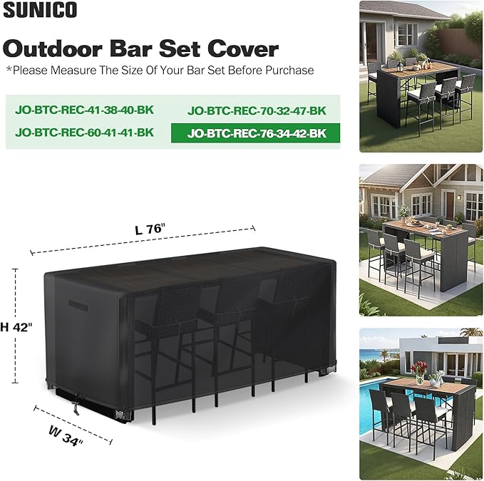 7 Piece Outdoor Bar Height Dining Set Cover - Image 3