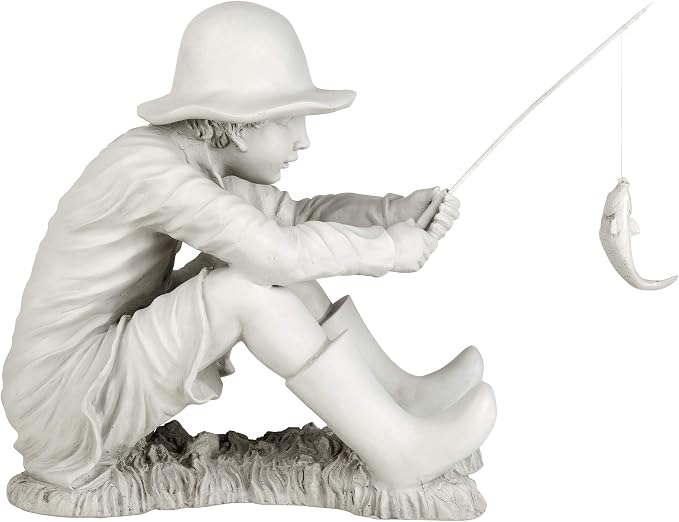 Design Toscano Gone Fishing Fisherman Boy Garden Statue, 17 Inch Tall, Cast - Image 2
