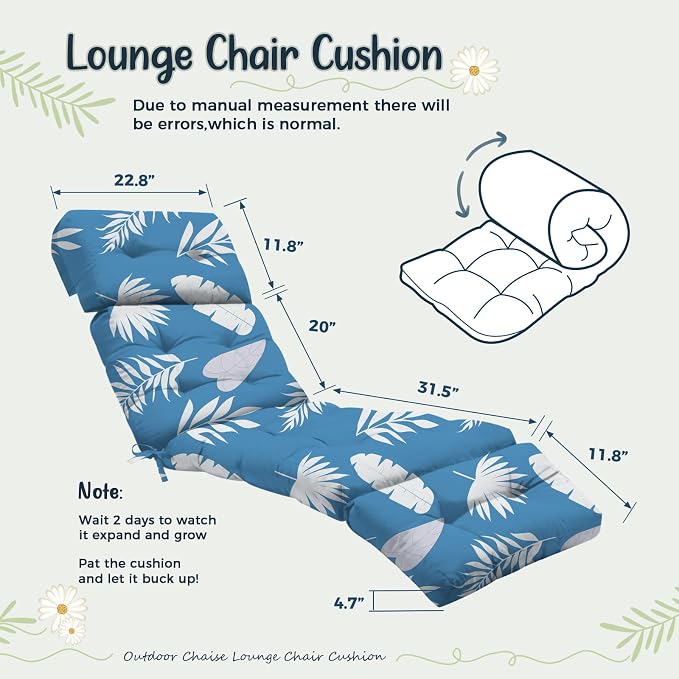 4 Pack Outdoor Chaise Lounge Chair Cushion 75.1 x 22.8 x 4.7 Inches 100% - Image 3