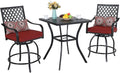 MFSTUDIO 3 PCS Outdoor Patio Bar Sets, 2 Swivel Bar Height Chairs and 1 Metal by MFSTUDIO