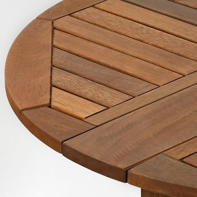 Furinno FG17035 Tioman Hardwood Patio Furniture Gateleg Round Table in Teak Oil - Image 6